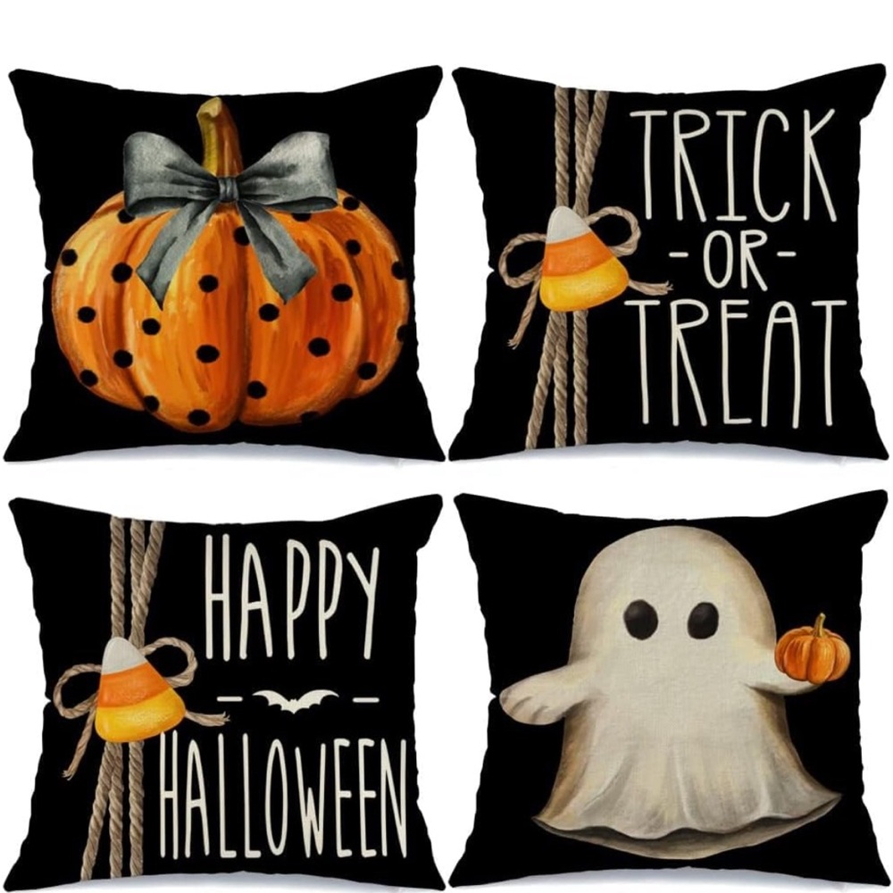 🎃 Halloween Decorative Pillow Covers Set - Orange and Black 18X18